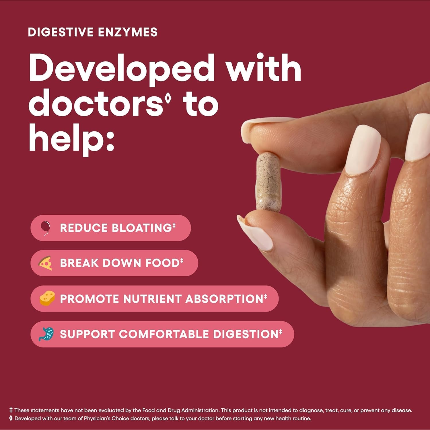 Physician's CHOICE Digestive Enzymes – Multi - Enzyme Blend with Organic Prebiotics and Probiotics – 60 Capsules - Vitamen Store