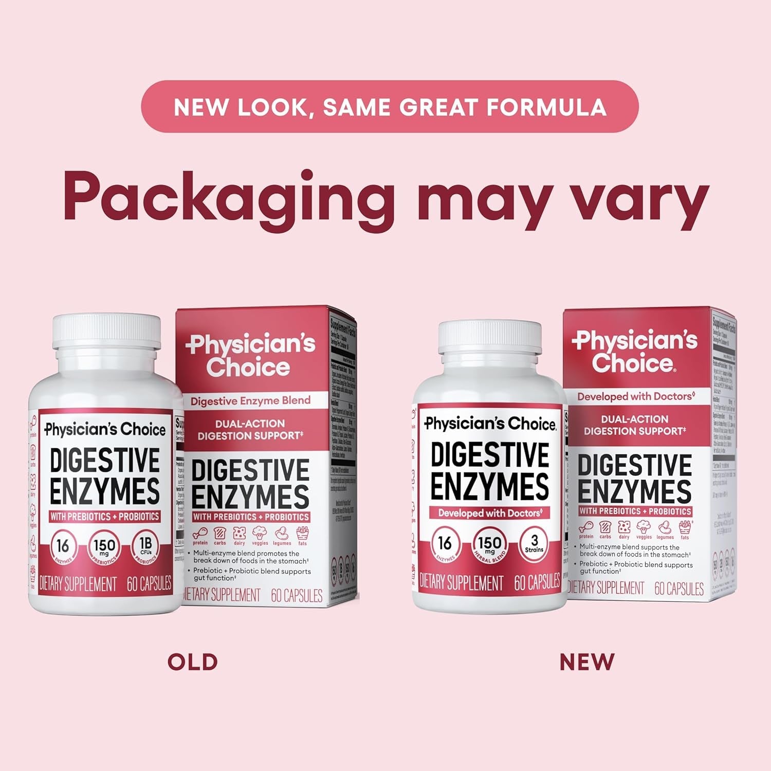 Physician's CHOICE Digestive Enzymes – Multi - Enzyme Blend with Organic Prebiotics and Probiotics – 60 Capsules - Vitamen Store