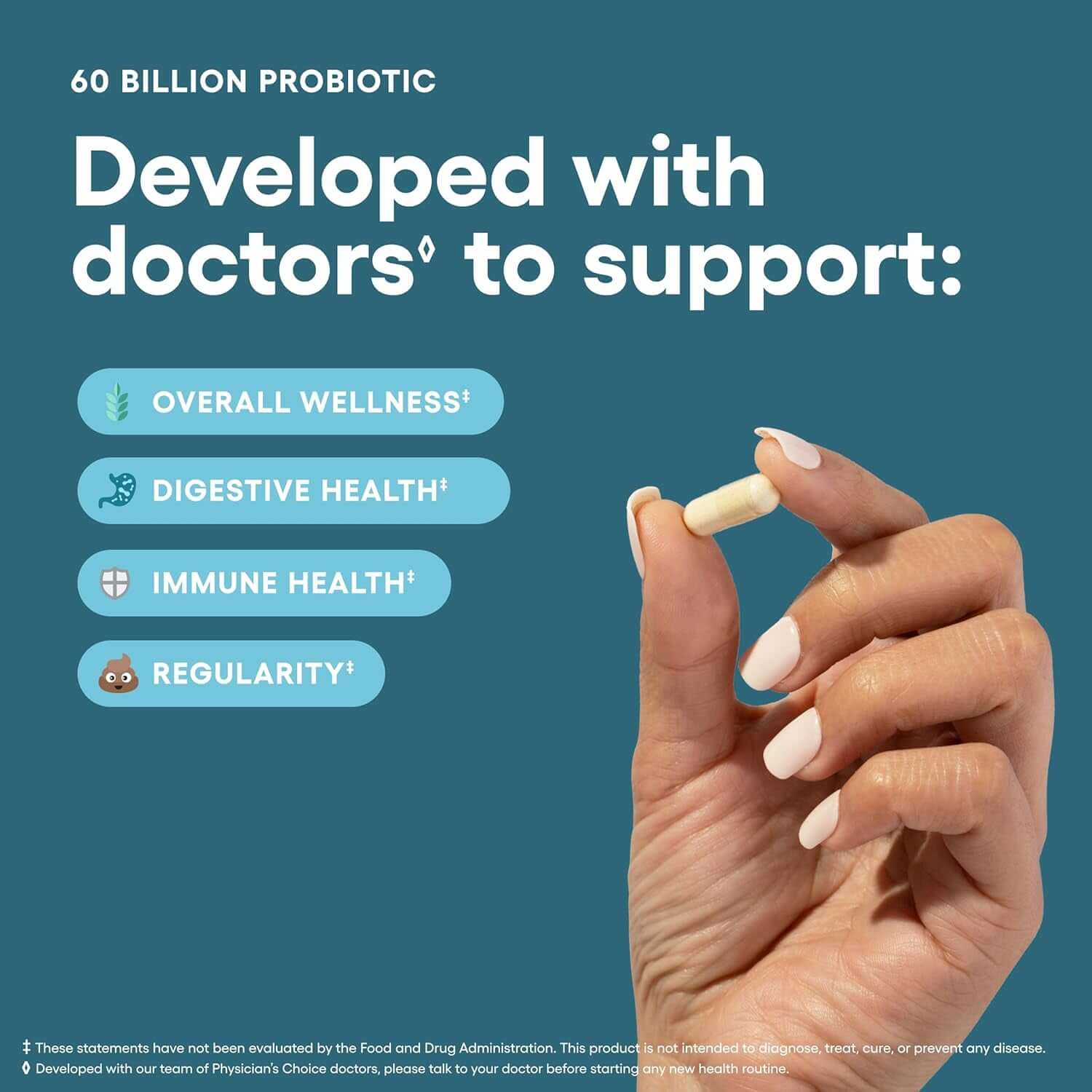 Physician'S CHOICE Probiotics 60 Billion CFU - 10 Strains + Organic Prebiotics - Immune, Digestive & Gut Health - Supports Occasional Constipation, Diarrhea, Gas & Bloating - for Women & Men - 84Ct - Vitamen Store