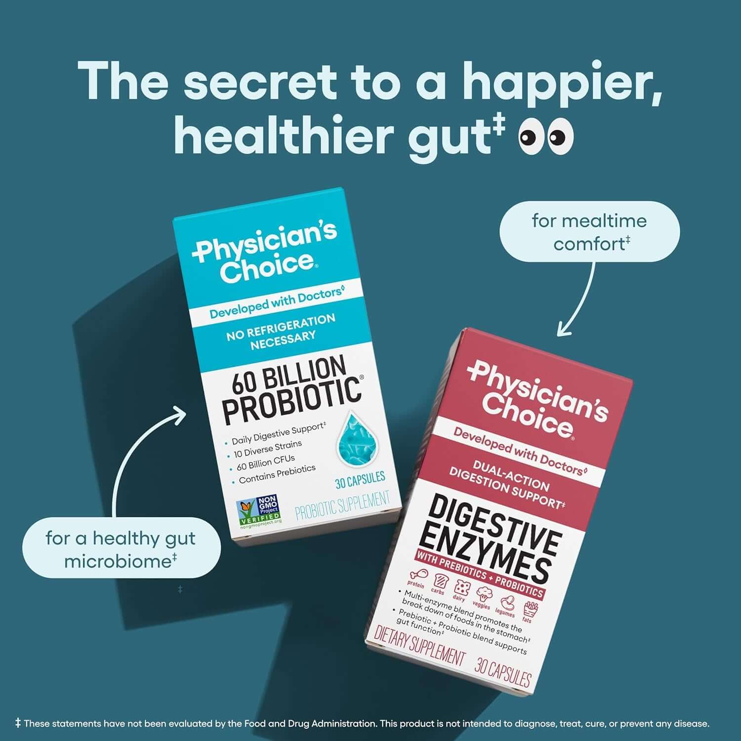 Physician'S CHOICE Probiotics 60 Billion CFU - 10 Strains + Organic Prebiotics - Immune, Digestive & Gut Health - Supports Occasional Constipation, Diarrhea, Gas & Bloating - for Women & Men - 84Ct - Vitamen Store