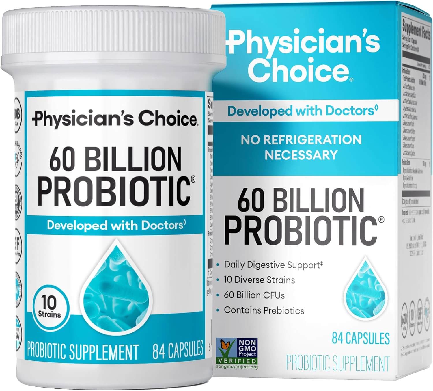 Physician'S CHOICE Probiotics 60 Billion CFU - 10 Strains + Organic Prebiotics - Immune, Digestive & Gut Health - Supports Occasional Constipation, Diarrhea, Gas & Bloating - for Women & Men - 84Ct - Vitamen Store