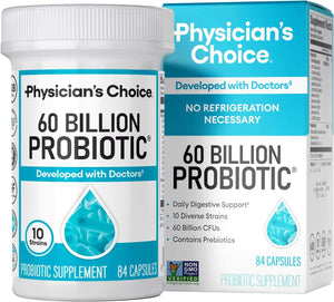 Physician'S CHOICE Probiotics 60 Billion CFU - 10 Strains + Organic Prebiotics - Immune, Digestive & Gut Health - Supports Occasional Constipation, Diarrhea, Gas & Bloating - for Women & Men - 84Ct - Vitamen Store
