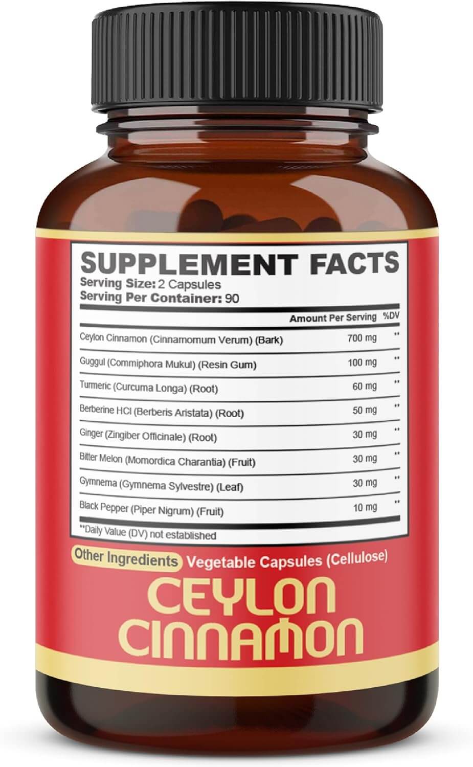 Premium Ceylon Cinnamon with Berberine – 8in1 Formula with Turmeric, Ginger, Gymnema & More – 180 Capsules - Vitamen Store