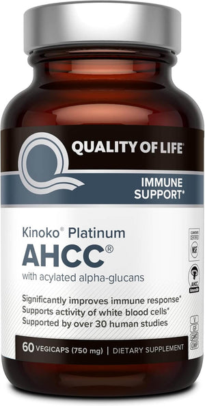 Premium Kinoko Platinum AHCC Supplement – 750Mg of AHCC per Capsule – Supports Immune Health, Liver Function, Maintains Natural Killer Cell Activity – 60 Veggie Capsules - Vitamen Store