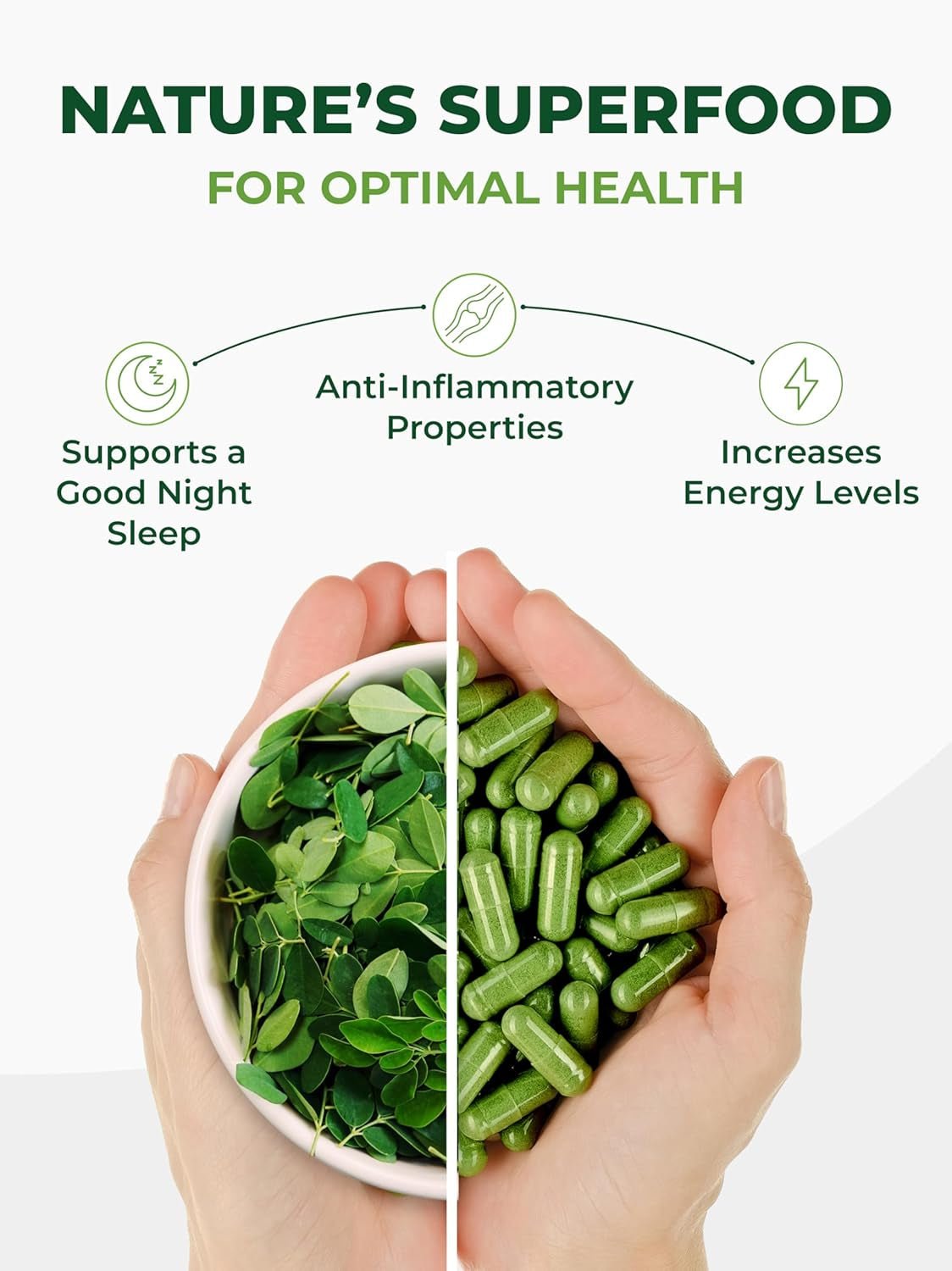 PURA VIDA MORINGA Organic Moringa Leaf Capsules - Single Origin - 500mg - 120 Count - Vitamen Store