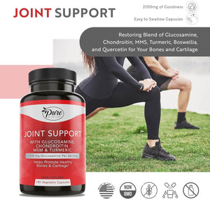 Pure By Nature Glucosamine with Chondroitin Turmeric MMS Boswellia Joint Pain Relief Supplement, 180 Count - Vitamen Store