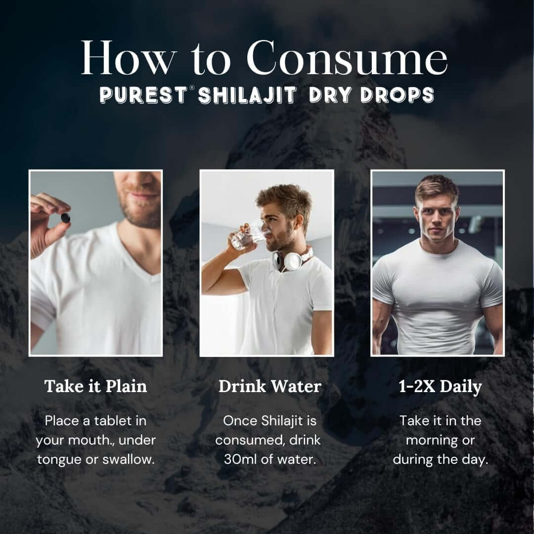 Pure Himalayan Shilajit Dry Drops, 100% Pure Natural Shilajit, Grade A, Max Potency 85+ Clean Trace Minerals & Fulvic Acid for Energy, Metabolism & Immune Support Supplement for Men & Women (60 Tabs) - Vitamen Store