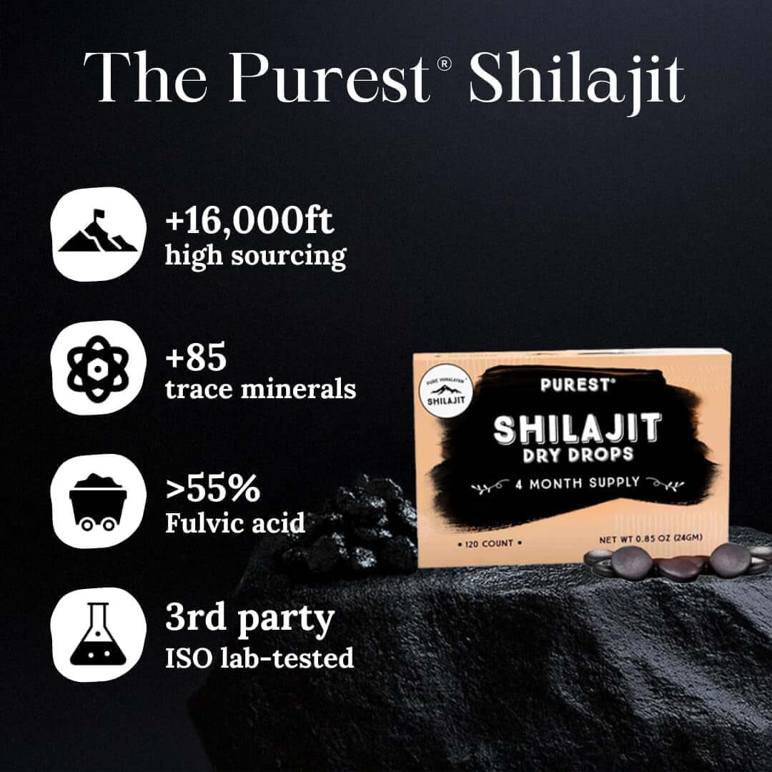 Pure Himalayan Shilajit Dry Drops, 100% Pure Natural Shilajit, Grade A, Max Potency 85+ Clean Trace Minerals & Fulvic Acid for Energy, Metabolism & Immune Support Supplement for Men & Women (60 Tabs) - Vitamen Store