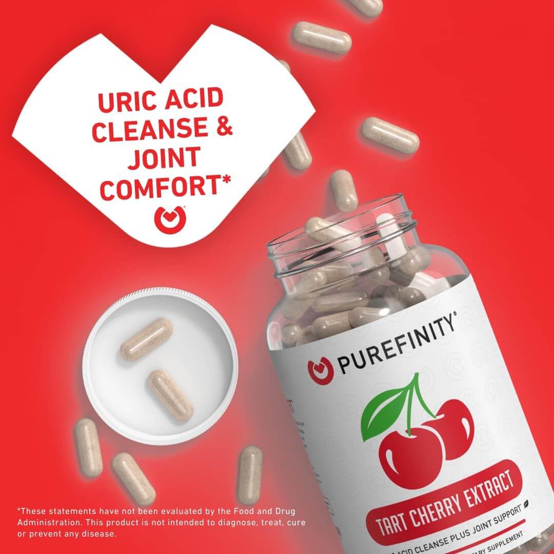 Purefinity Tart Cherry Capsules – Max Strength 3000mg – 180 Vegetarian Capsules (6 - Month Supply) - Vitamen Store