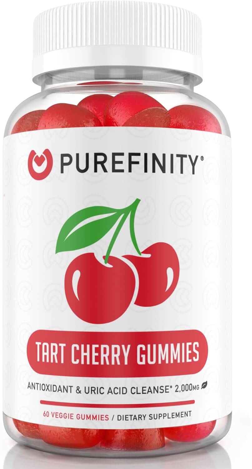 Purefinity Tart Cherry Gummies – RawTart Cherry Extract Gummy Alternative to Tart Cherry Capsules, Juice, Pills - Advanced Uric Acid Cleanse, Powerful Antioixidant w/ Joint Support - 60 Vegan Gummies - Vitamen Store