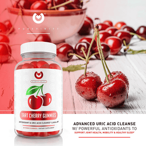 Purefinity Tart Cherry Gummies – RawTart Cherry Extract Gummy Alternative to Tart Cherry Capsules, Juice, Pills - Advanced Uric Acid Cleanse, Powerful Antioixidant w/ Joint Support - 60 Vegan Gummies - Vitamen Store