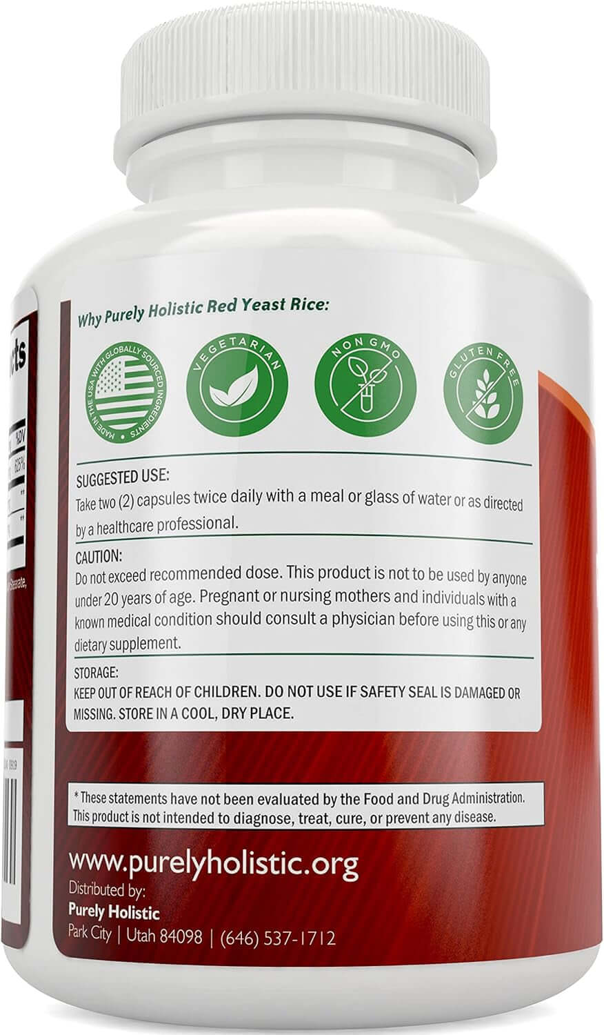 Red Yeast Rice 1200mg with CoQ10 & Flush - Free Niacin – 120 Vegetarian Capsules, Non - Irradiated & Citrinin - Free - Vitamen Store