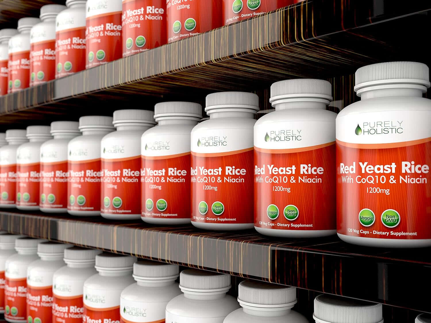 Red Yeast Rice 1200mg with CoQ10 & Flush - Free Niacin – 120 Vegetarian Capsules, Non - Irradiated & Citrinin - Free - Vitamen Store