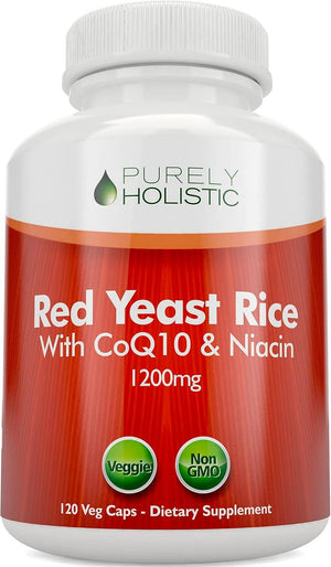 Red Yeast Rice 1200mg with CoQ10 & Flush - Free Niacin – 120 Vegetarian Capsules, Non - Irradiated & Citrinin - Free - Vitamen Store