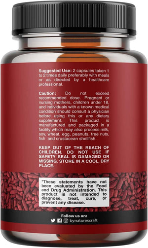 Red Yeast Rice with CoQ10 – 1200mg per Serving, Extra Strength, Vegan & Non - GMO – 120 Capsules - Vitamen Store