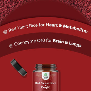Red Yeast Rice with CoQ10 – 1200mg per Serving, Extra Strength, Vegan & Non - GMO – 120 Capsules - Vitamen Store