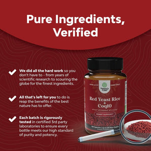 Red Yeast Rice with CoQ10 – 1200mg per Serving, Extra Strength, Vegan & Non - GMO – 120 Capsules - Vitamen Store