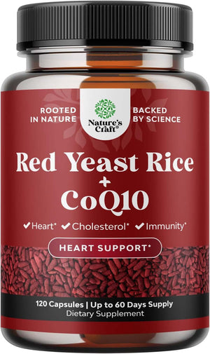 Red Yeast Rice with CoQ10 – 1200mg per Serving, Extra Strength, Vegan & Non - GMO – 120 Capsules - Vitamen Store