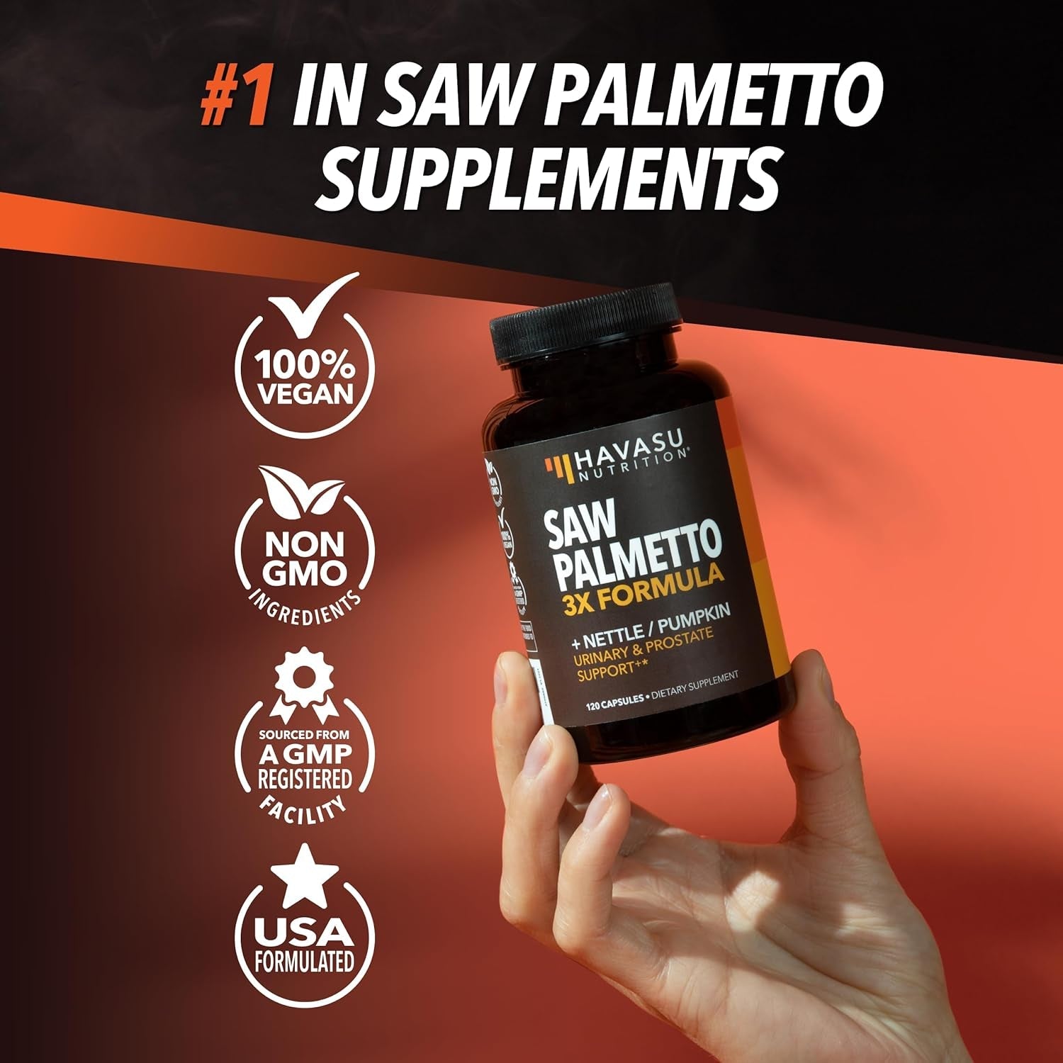Saw Palmetto Supplement with Stinging Nettle & Pumpkin Seed Extract – Vegan, Non - GMO – 60 Capsules - Vitamen Store