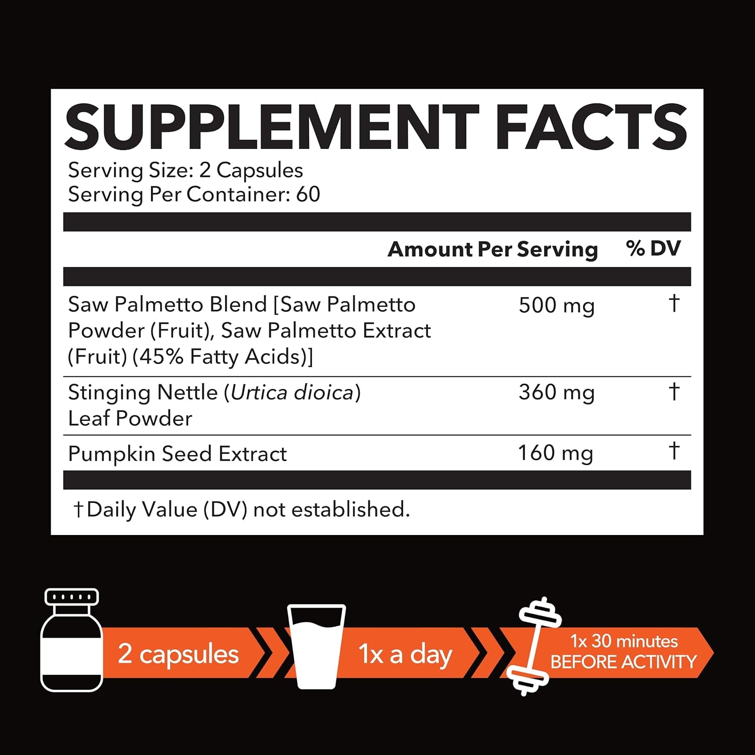 Saw Palmetto Supplement with Stinging Nettle & Pumpkin Seed Extract – Vegan, Non - GMO – 60 Capsules - Vitamen Store