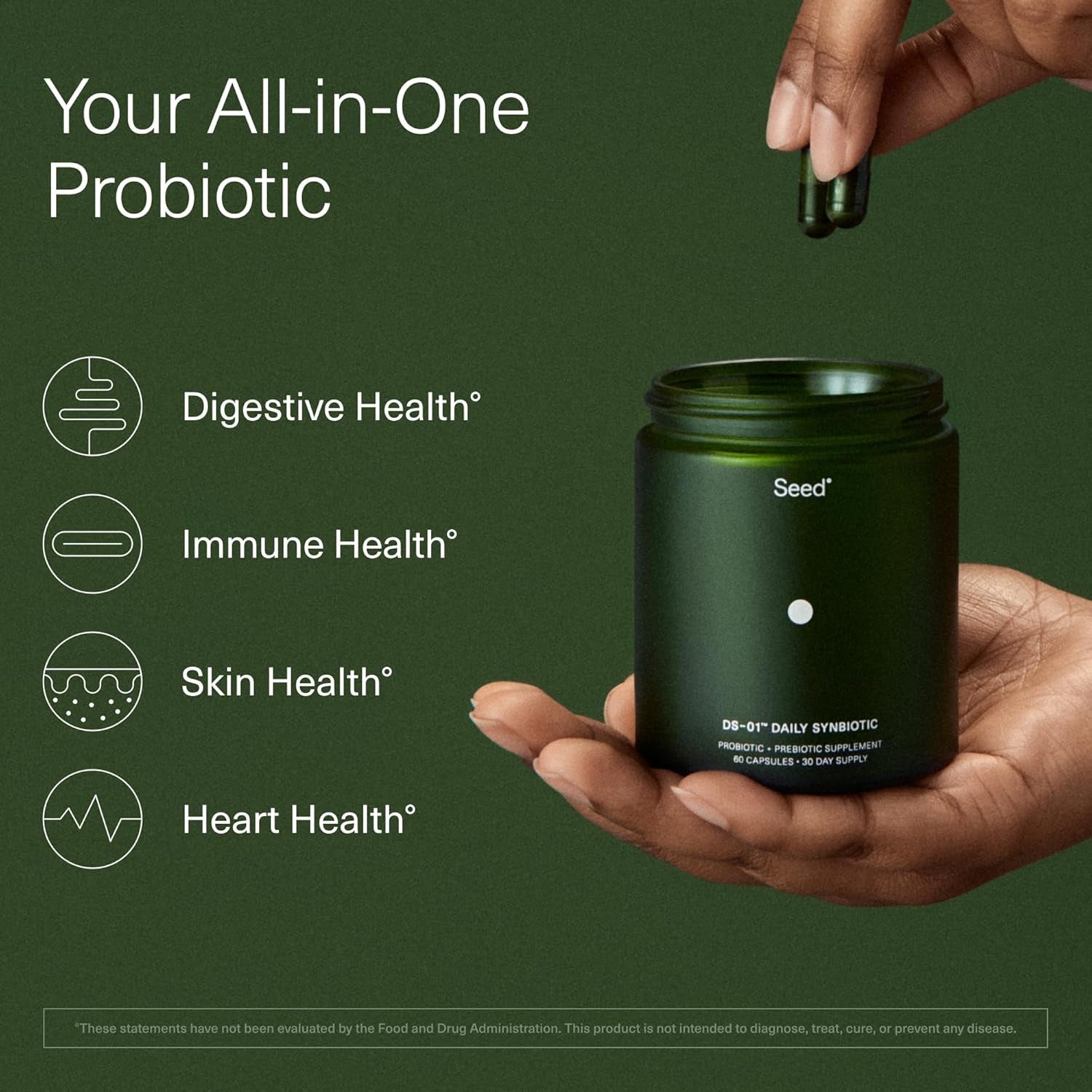 Seed DS - 01 Daily Synbiotic - Prebiotic and Probiotic - Vegan & Shelf - Stable - 60 Capsules - Vitamen Store