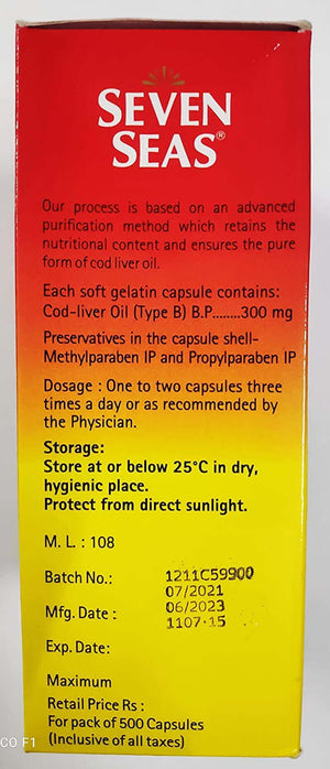 Seven Seas Cod Liver Fish Oil 500 Capsules - Vitamen Store
