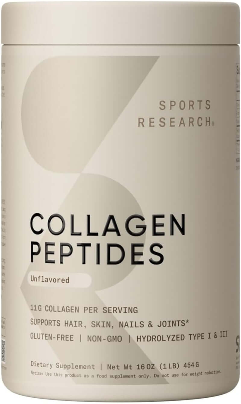 Sports Research Collagen Peptides for Women & Men, Unflavored, 16 Oz., Hydrolyzed Type 1 & 3 Collagen Powder Protein Supplement for Healthy Skin, Nails, Bones & Joints - Vitamen Store