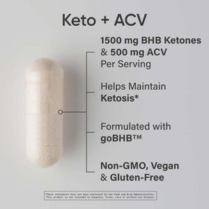 Sports Research® Keto plus ACV Capsules – 500mg Apple Cider Vinegar & 1500mg Gobhb® Exogenous Ketones – Gluten - Free, Keto Certified – 120 Veggie Capsules - Vitamen Store