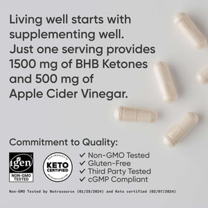 Sports Research® Keto plus ACV Capsules – 500mg Apple Cider Vinegar & 1500mg Gobhb® Exogenous Ketones – Gluten - Free, Keto Certified – 120 Veggie Capsules - Vitamen Store