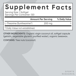 Sports Research L - Theanine 200Mg with Organic Coconut Oil | Suntheanine Supplement for Focus, Relaxation & Alertness | Double Strength, Non - Gmo & Gluten Free - Vitamen Store