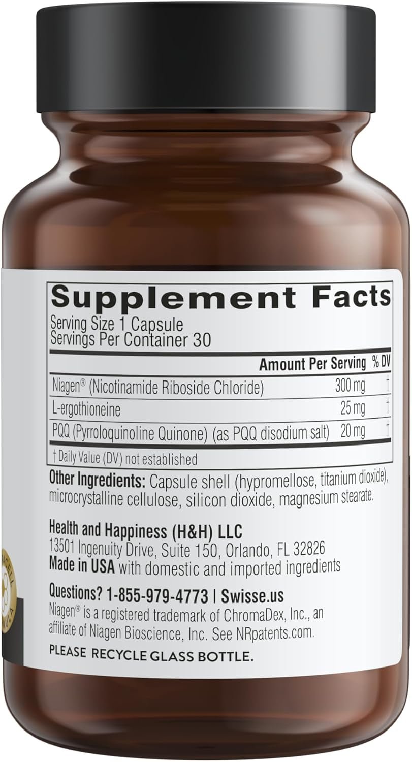 Swisse NAD+ Pro Anti - Aging | Featuring Clinically Proven 300Mg Niagen® | L - Ergothioneine & PQQ | Supports Beauty, Longevity & Vitality | 30 Capsules - Vitamen Store