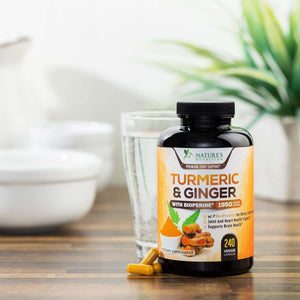 Turmeric Curcumin 1950mg – Organic Turmeric & Ginger, 95% Curcuminoids with Black Pepper (Bioperine) – Vegan, Non‑GMO – Bottled in USA – 240 Capsules - Vitamen Store
