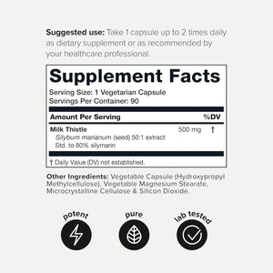 Ultra High Strength Milk Thistle Capsules - 25,000mg 50x Concentrated Extract - 80% Silymarin - Highly Purified and Highly Bioavailable Liver Support Supplement - Vitamen Store