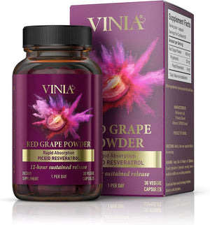 VINIA 12 - Hour Long - Lasting Piceid Resveratrol Supplement – 30 - Day Supply, Keto Friendly, Vegan & Non - GMO - Vitamen Store