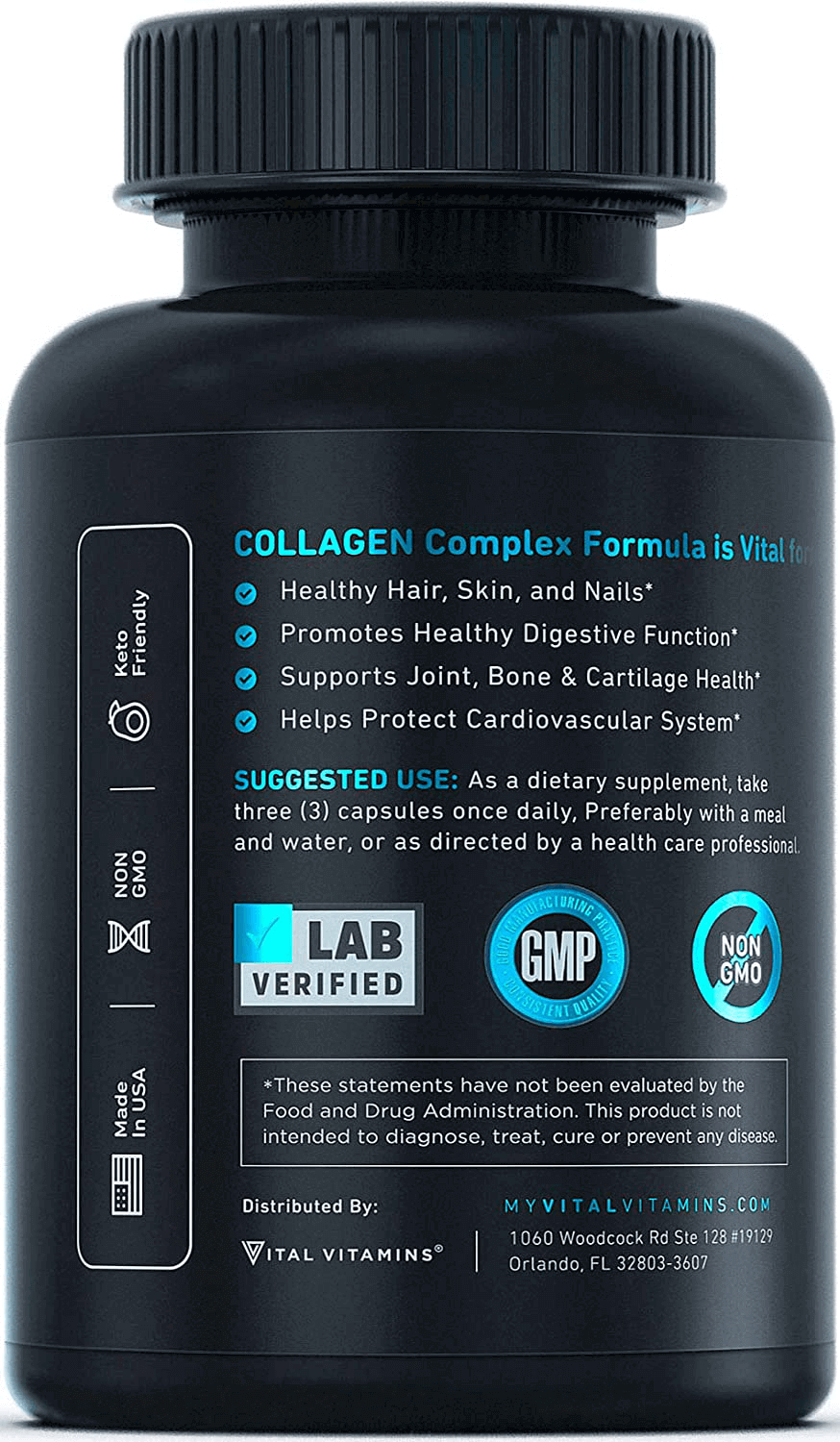 Vital Vitamins Multi Collagen Complex - Type I, II, III, V, X, Grass Fed, Non - GMO, 150 Capsules - Vitamen Store