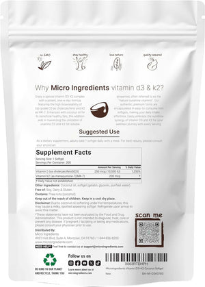 Vitamin D3 10000 Iu plus K2 (MK - 7) 200 Mcg, 300 Virgin Coconut Oil Softgels| 2 in 1 Vitamins D & K Complex | Supports Calcium Absorption, Bone, Immune, & Heart Health – Easy to Swallow - Vitamen Store