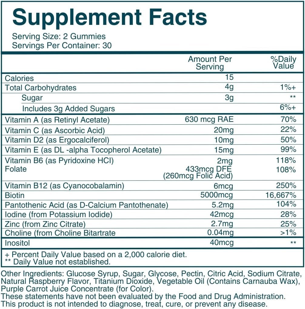 WEEM Hair, Skin, and Nails Gummies – Vegan Biotin Vitamins – Extra Strength – 1 Bottle - Vitamen Store