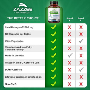 Zazzee Myo - Inositol Capsules – 2000 mg per Serving – 120 Vegan Capsules – Ideal for 40:1 Ratio – Non - GMO, All - Natural, 100% Vegetarian - Vitamen Store