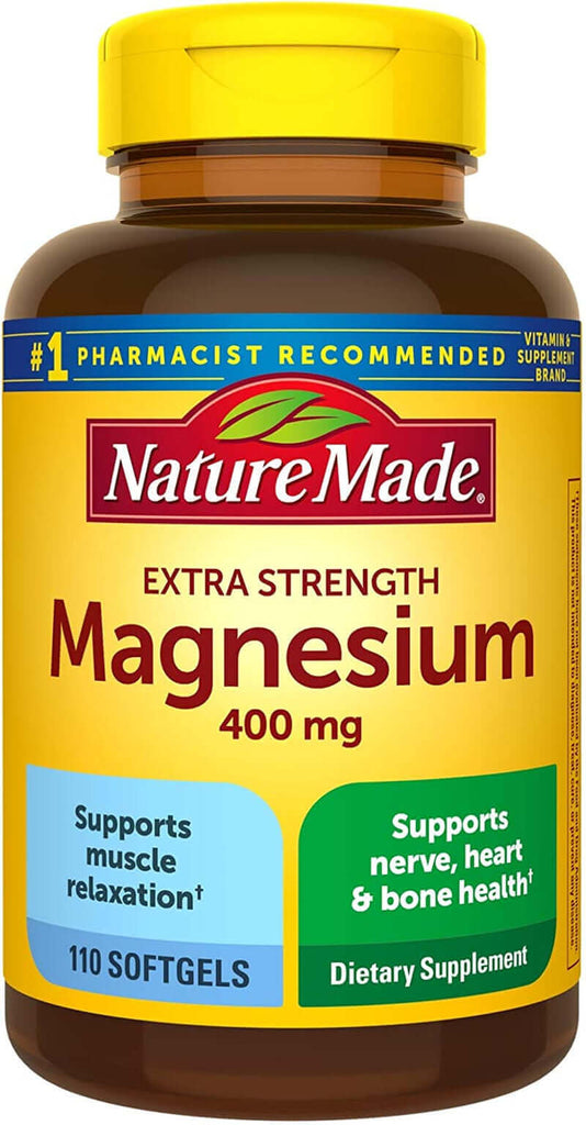 Nature Made Extra Strength Magnesium Oxide 400 Mg, Dietary Supplement for Muscle, Nerve, Bone and Heart Support, 60 Softgels, 60 Day Supply