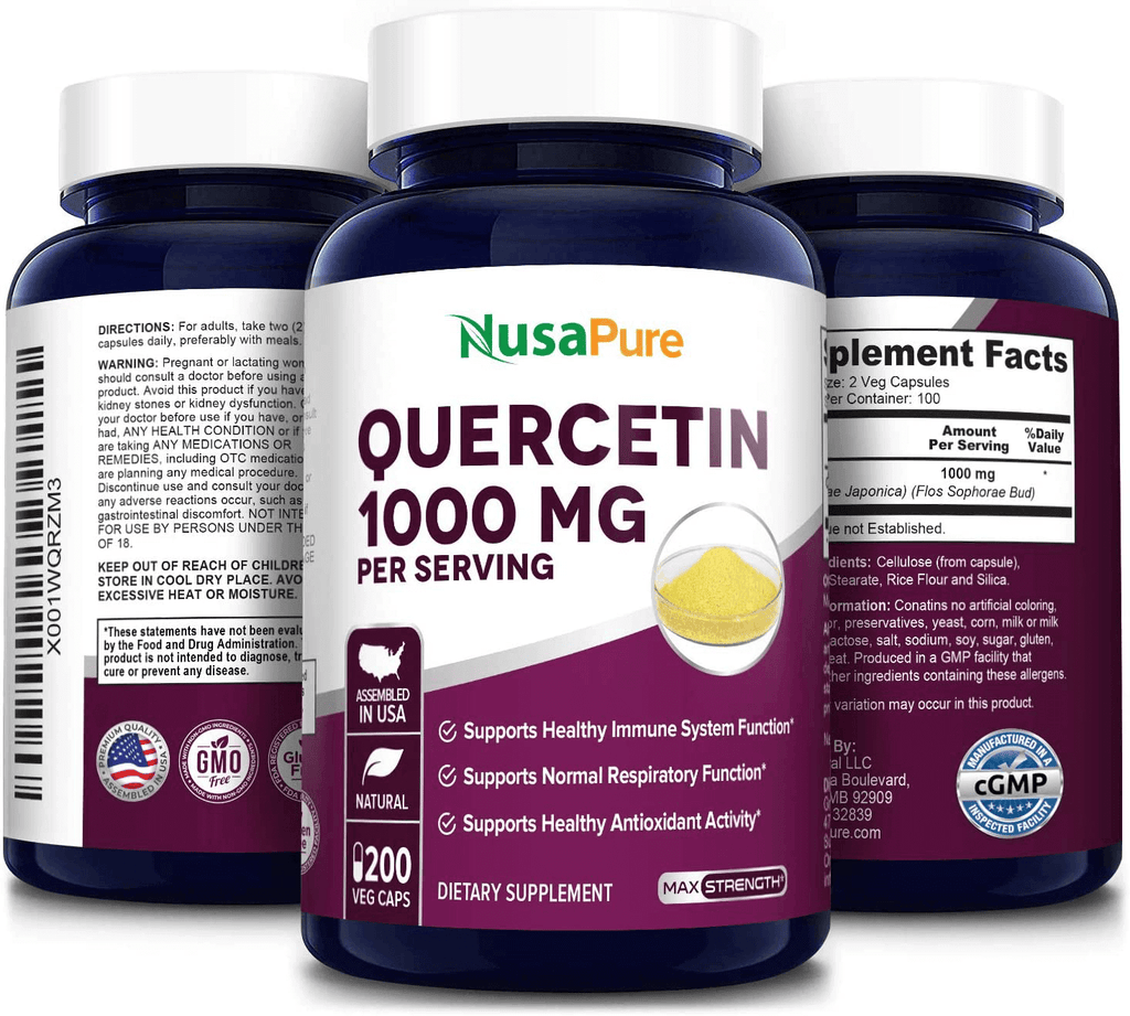 Quercetin 1000 mg - 200 Veggie Caps (Non-GMO,Gluten-Free, Vegetarian) Supports Healthy Immune System and Normal Respiratory Functions.* - Vitamenstore.com