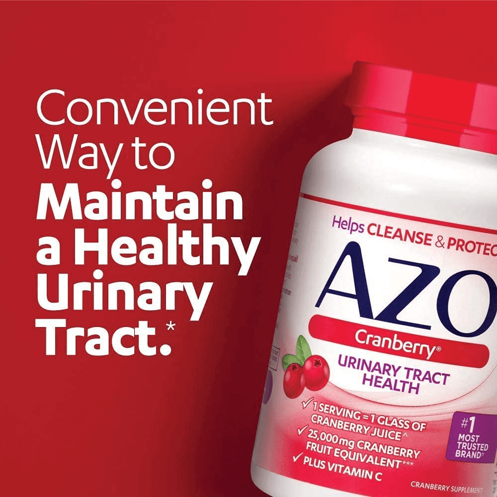 AZO Cranberry Urinary Tract Health Dietary Supplement, 1 Serving = 1 Glass of Cranberry Juice, Sugar Free, 100 Softgels