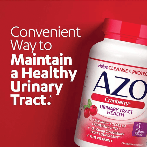 AZO Cranberry Urinary Tract Health Dietary Supplement, 1 Serving = 1 Glass of Cranberry Juice, Sugar Free, 100 Softgels | Free Shipping | Vitamenstore.com