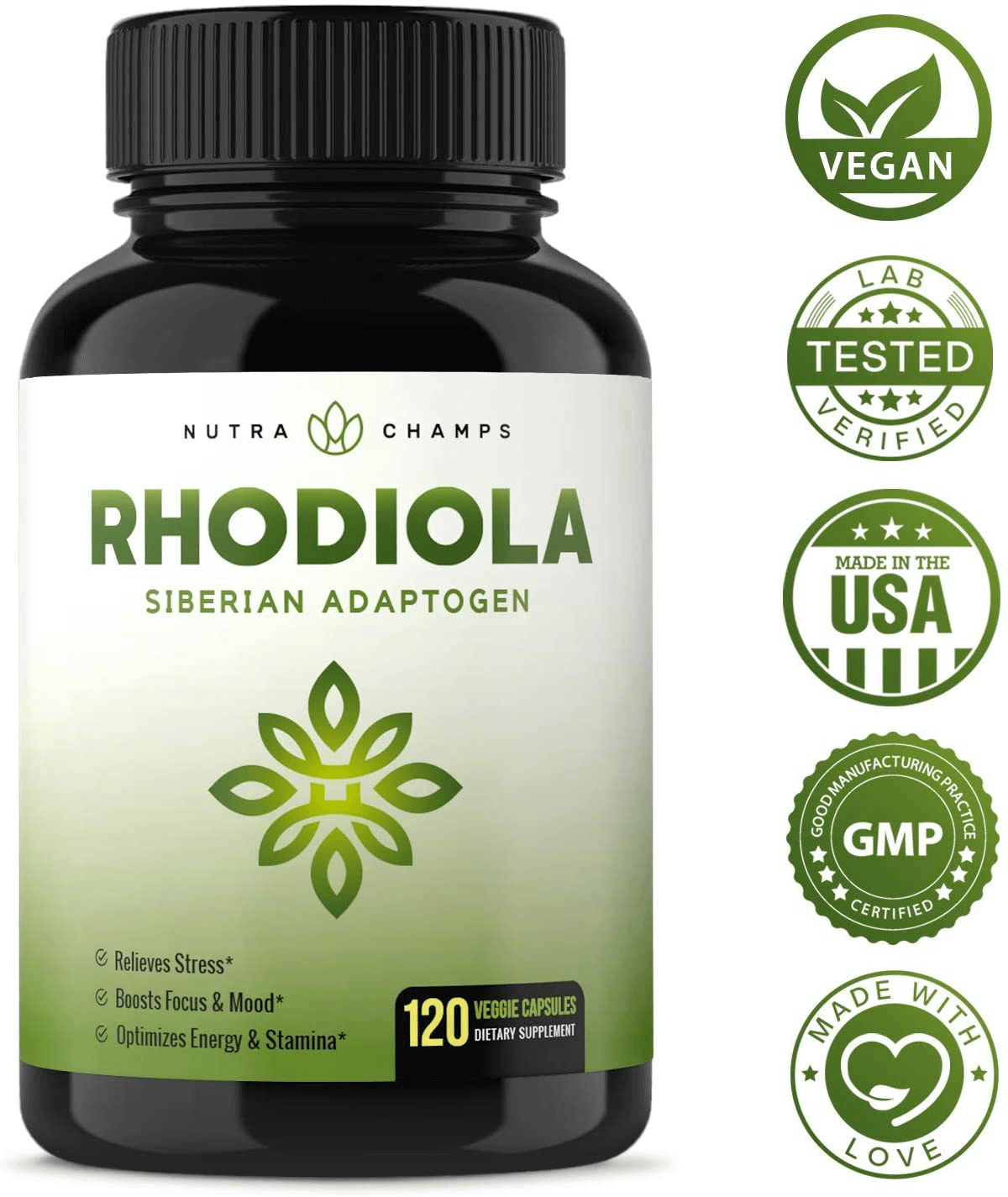 Rhodiola Rosea Supplement 600mg - 120 Capsules Siberian Root Extract 3% Rosavins & 1% Salidroside - Pure Maximum Strength Powder - 300mg Vegan Pills for Stress Relief, Mood, Focus & Energy - vitamenstore.com