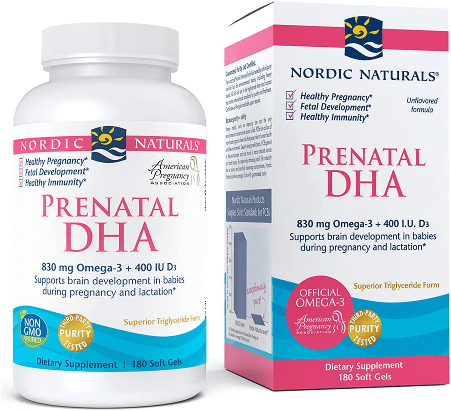 Nordic Naturals Prenatal DHA, Strawberry - 830 Mg Omega-3 + 400 IU Vitamin D3-90 Soft Gels - Supports Brain Development in Babies during Pregnancy & Lactation - Non-Gmo - 45 Servings - vitamenstore.com