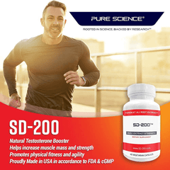 Pure Science SD-200 Tongkat Ali Extract - Derived from 80g of Tongkat Ali Powder with 200:1 Extract Strength - 40 Capsules - vitamenstore.com