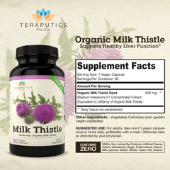 Organic Milk Thistle | Non GMO 2000mg 4X Concentrated Vegan Daily Supplement w/Silymarin Seed Extract for Liver Support, Detox and Cleanse - 60 Veggie Capsules - vitamenstore.com