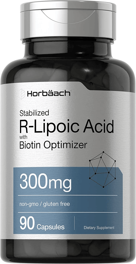 R Lipoic Acid 300Mg Stabilized | 90 Capsules | plus Biotin Optimizer | Non-Gmo, Gluten Free | Na-Rala Supplement | by Horbaach - vitamenstore.com