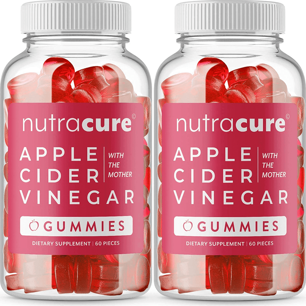 (2-Pack) Nutracure Apple Cider Vinegar Gummies for , Detox, & Cleanse - Non-GMO ACV Gummies with The Mother - Vitamenstore.com - Vitamenstore.com