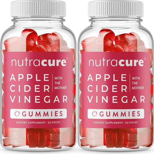 (2-Pack) Nutracure Apple Cider Vinegar Gummies for Weight Loss, Detox, & Cleanse - Non-GMO ACV Gummies with The Mother - vitamenstore.com