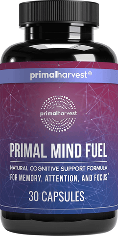 Brain Supplement by Primal Harvest - Primal Mind Fuel Brain Booster for Focus, Energy, Clarity, Memory Brain Health - Focus Supplement for Men and Woman 30 Capsules Nootropics Brain Support Supplement | Free Shipping | Vitamenstore.com